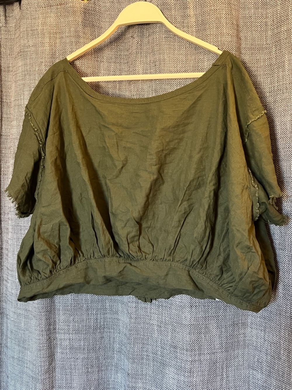 Free People We The Free cropped bubble hem linen top